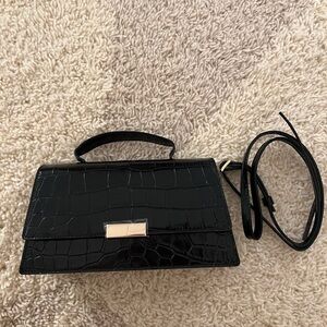 brand new mini handbag in croc-embossed patent leather